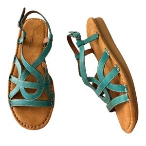 Natural Soul by Naturalizer Teal Strappy Sandals Size‎ 8M Comfort Casual Shoes